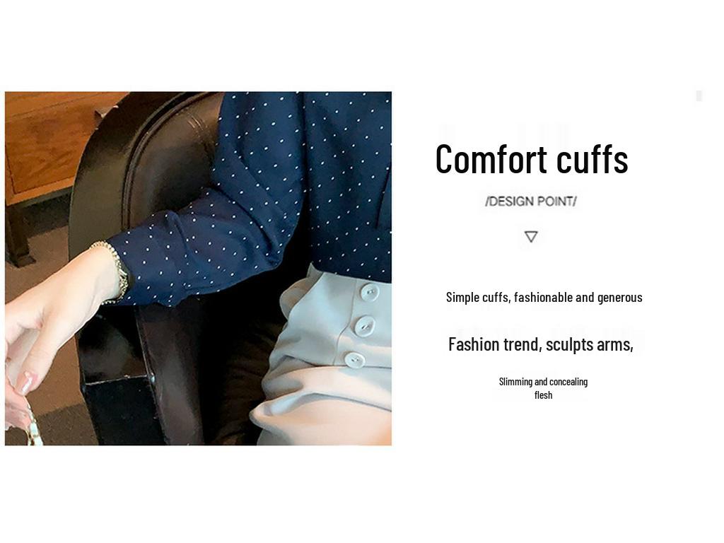 Polka Dot Bowknot Chiffon Blouse - Women's Long Sleeve Autumn Fashion