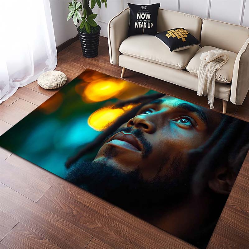 

Reggae Style Man Portrait Area Rug, Non-Slip Floor Mat 40x60cm( 15x23in )