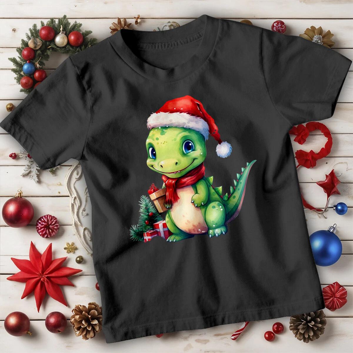 Boys and Girls Cute Dinosaur Christmas T-Shirt Tee for Kids #MC 4XL