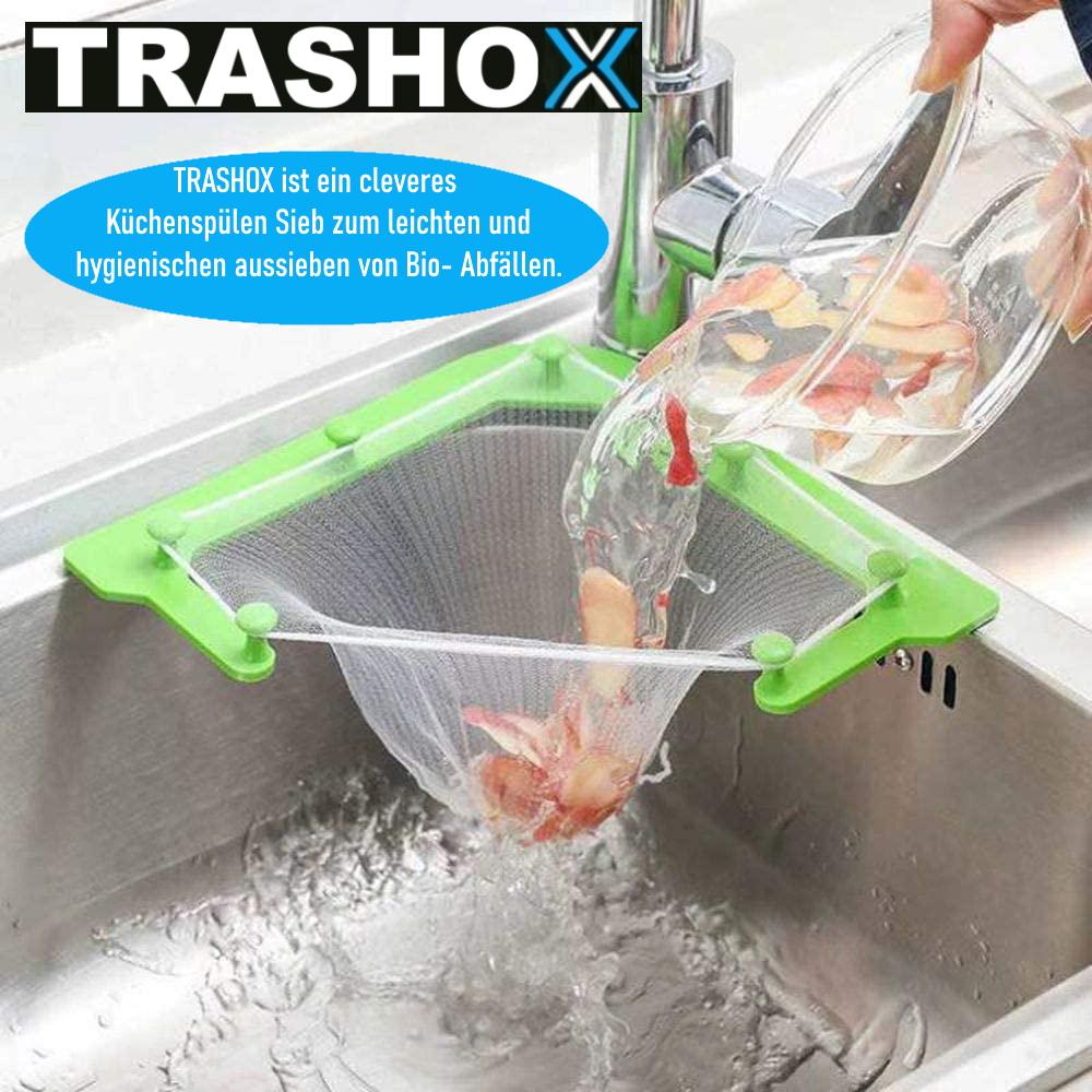 TRASHOX Küchenspülen Sieb Spülbecken Filter Korb Abflusssieb inkl.100 Filterbags