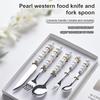 3/5 Pcs Ceramic Handle Knife Fork Spoon Set Stainless Steel Cutlery Set Western Knife Gift Box Household Kitchen Supplies