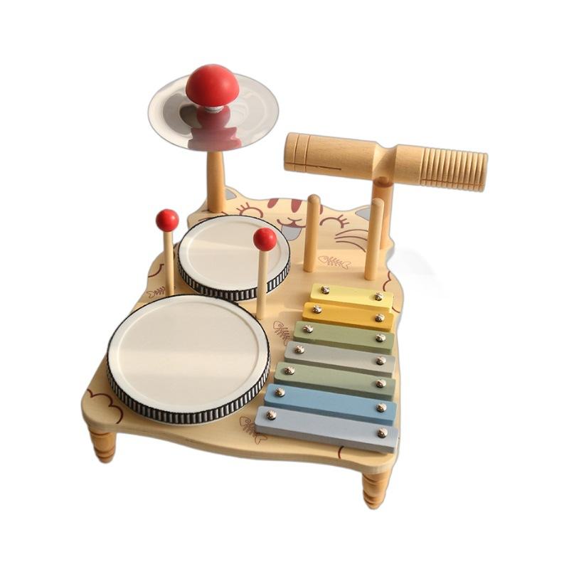 Wooden Early Education Beginners Percussion Bandstand Children'S Percussion Kit Drum Hand Percussion Drum Educational Toys