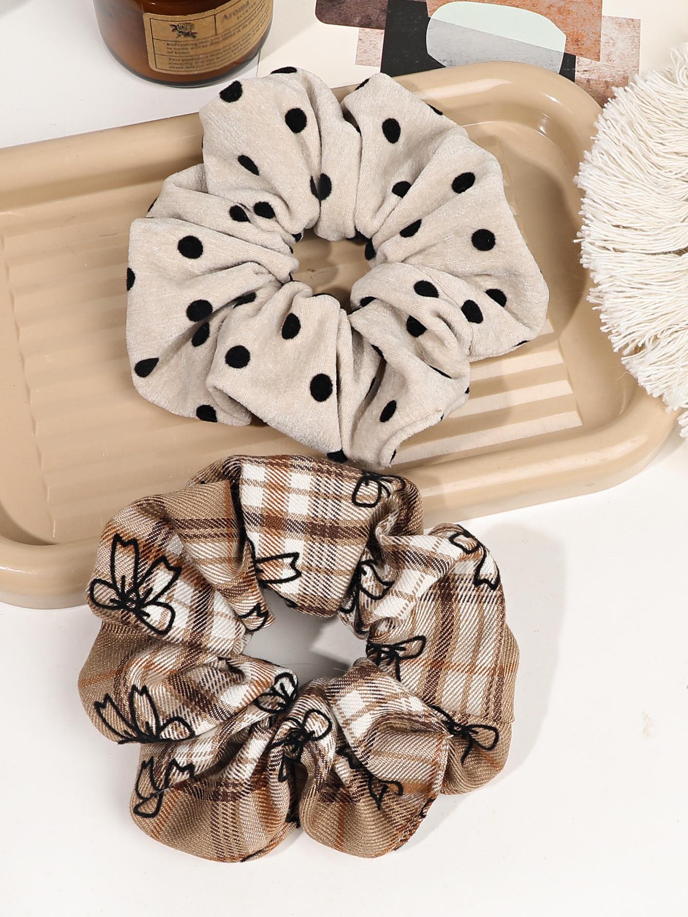 

Клетчатые резинки для волос в горошек, однотонные, цветные, для женщин и девочек, эластичные резинки для волос без повреждений для тонких густых волос