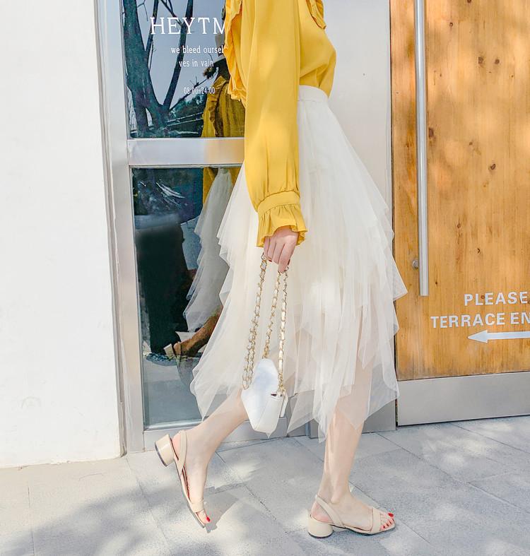 Irregular Mesh Skirt Women's Mid-length Spring New Product Gauze Skirt High Waist All-match Slimming Skirt