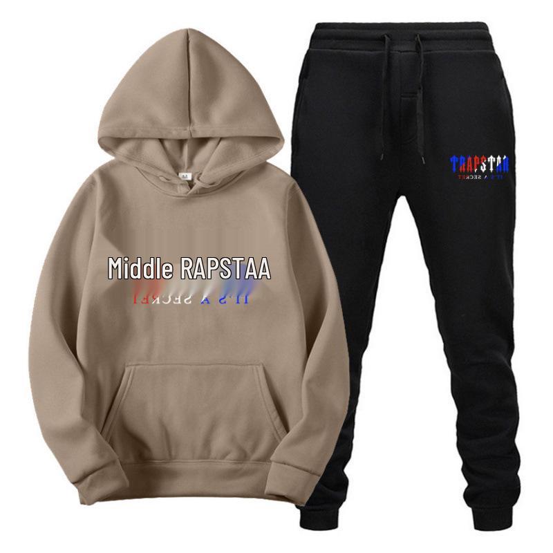 Trapstar Streetwear Hooded Fleece Sweatshirt Casual Sport Two-Piece Set for Men & Women