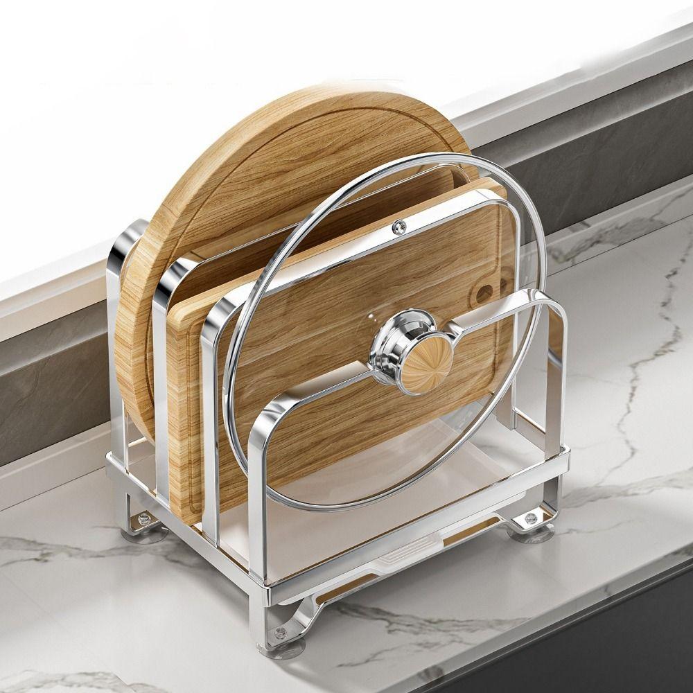 Rustproof Cutting Board Holder Moisture-proof Chopping Board Rack Pot Lid Storage Rack  Counter Top
