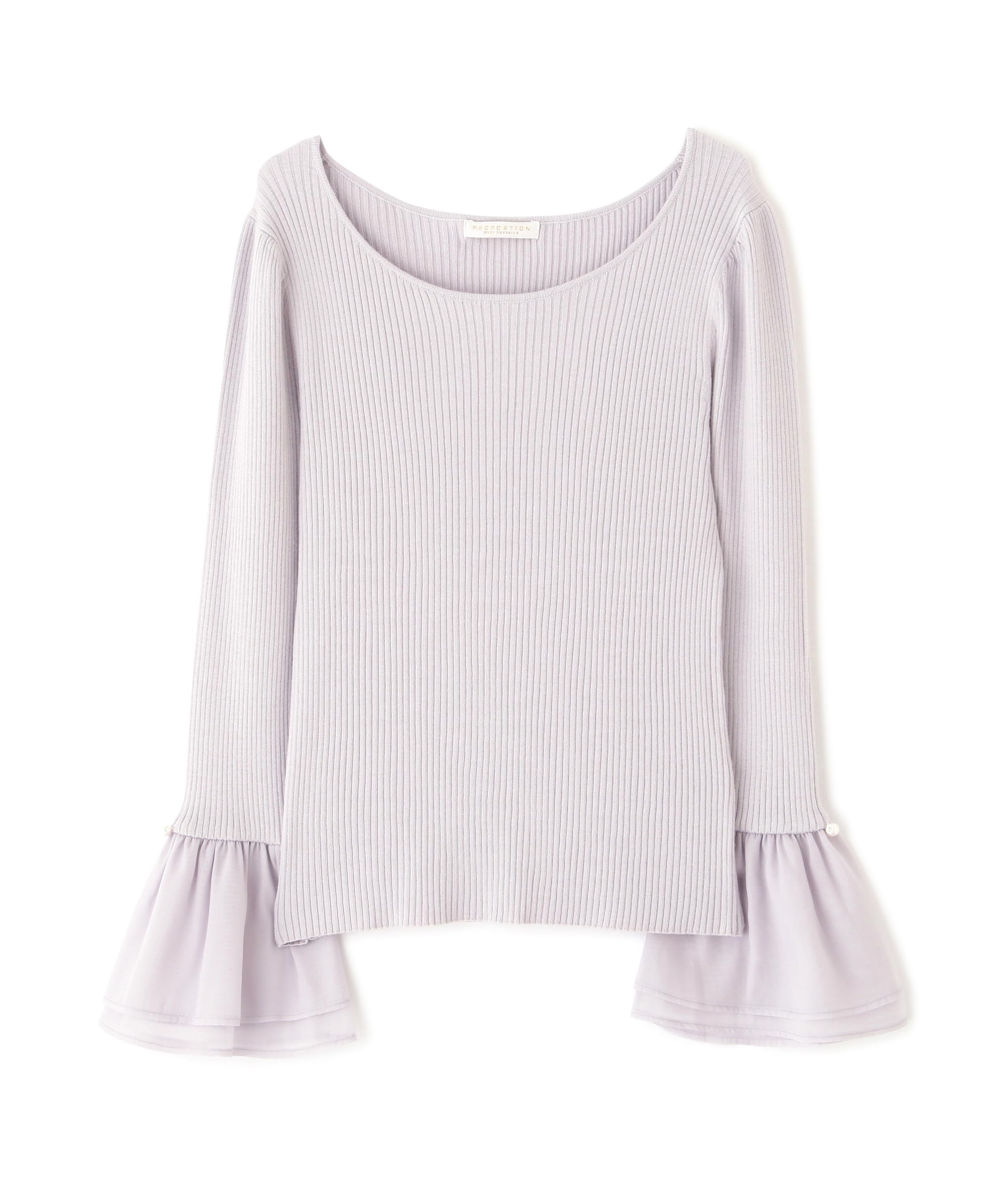 

Proportion Body Dressing Sheer Flare Sleeve Rib Knit Gray Women s Sweater, серый