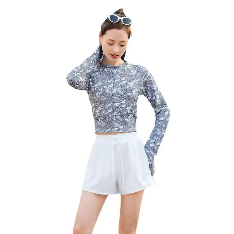 

Женский спортивный купальник из двух частей с длинными рукавами, контролем живота и защитой от солнца Wholesale One Size