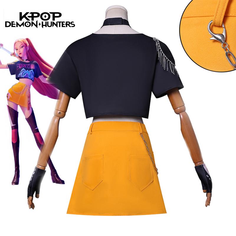 Anime KPop Demon Hunters Mira Cosplay Costume Top Skirt Earrings Huntrix Uniform Halloween Party for Women Girls Carnival Suit