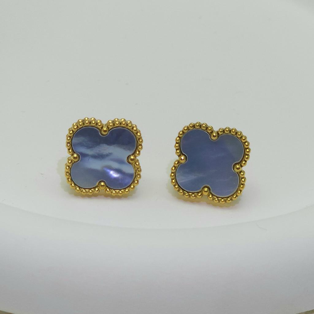 High Quality Titanium Steel Natural Mother-of-pearl Four-leaf Clover Earrings for Women 18K Fashion Premium Earrings