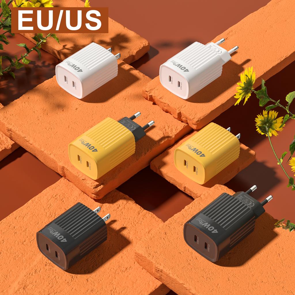 40W USB C Ladegerät Quick Charge QC 3.0 Dual PD Ladegerät Typ C Schnellladegerät Adapter für iPhone 16 15 14 Xiaomi Samsung Huawei Telefon