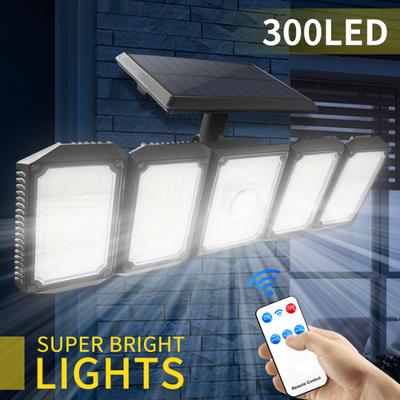 5-głowicowa słoneczna lampa zewnętrzna na dziedziniec 300LED kinkiet z czujnikiem ruchu wodoodporny reflektor solarny regulowana słoneczna lampa uliczna