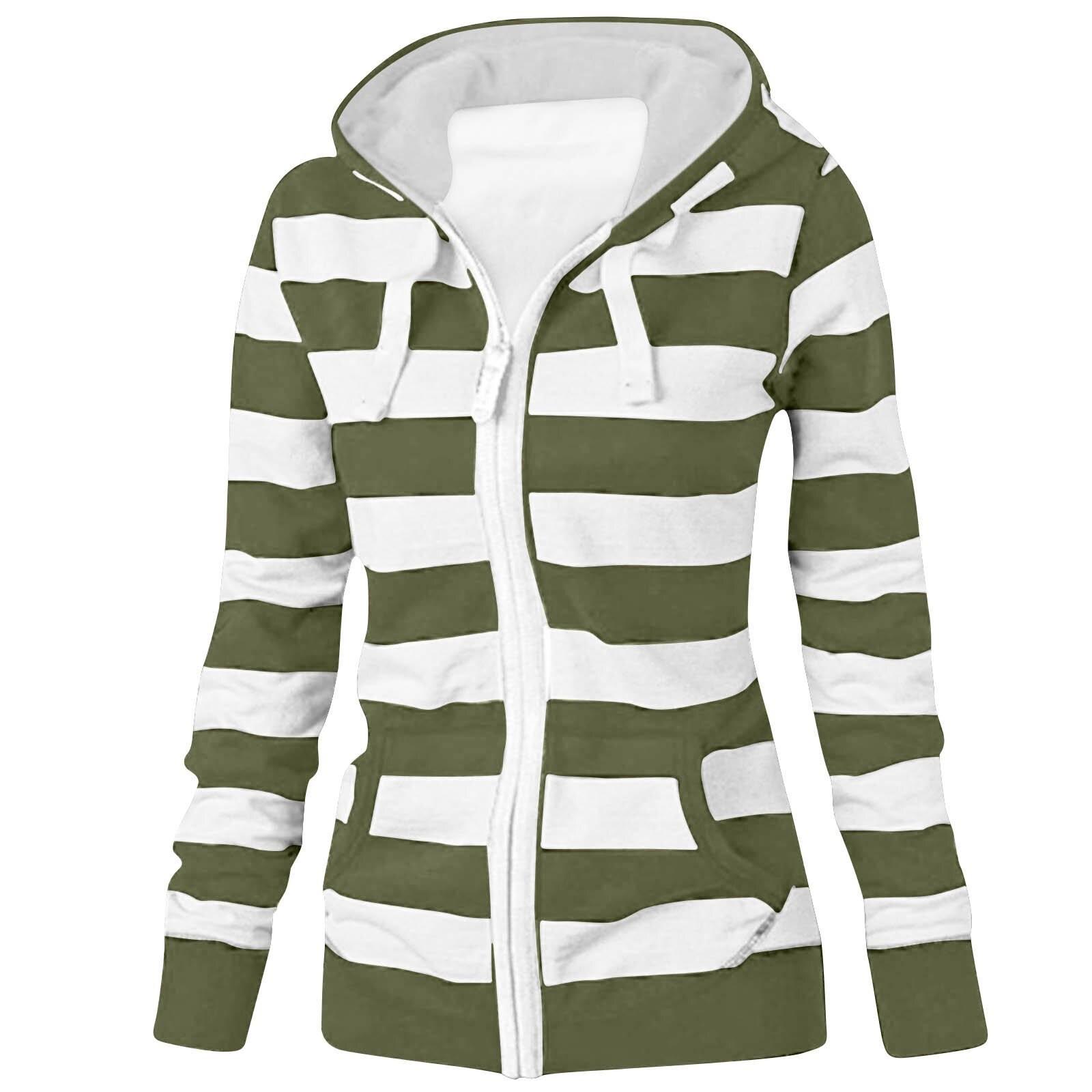 

Women s Fashion Casual Long Sleeve Striped Sweater Pullover Hooded Top XL армія зелений колір
