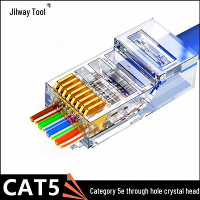 Vergoldeter 8P8C Cat5e-Netzwerkkabelstecker, reines Kupfer und perforiertes Design