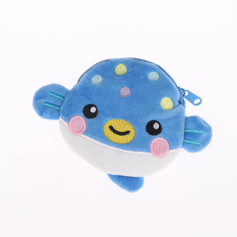 1Pcs Plush Zipper Coin Wallet Cute Pufferfish Mini Coin Purse Women'S Small Change Bag Key Earphone Pouch