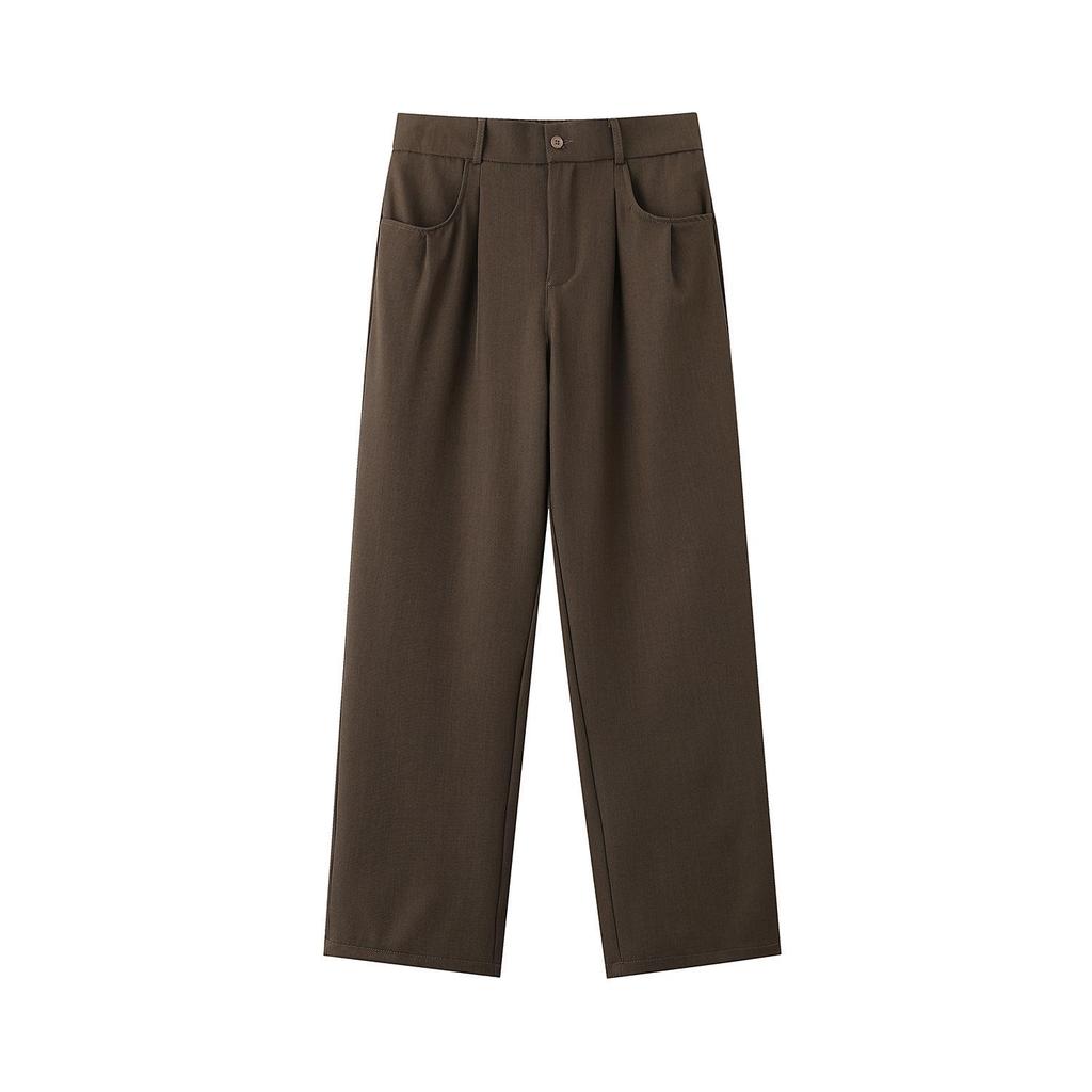 Trendy Men's Slim-Fit Straight or Wide-Leg Trousers - Solid Colors, Spring/Autumn Style
