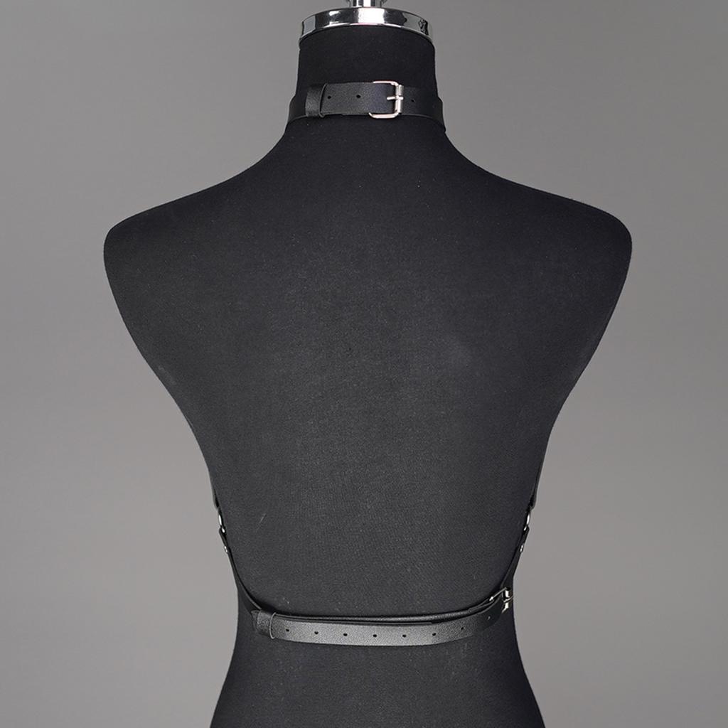 Women's Leather Harness Bra Top, Adjustable Buckle Straps, Gothic Punk Cage Bra, Sexy Lingerie for Rave Party, Clubwear