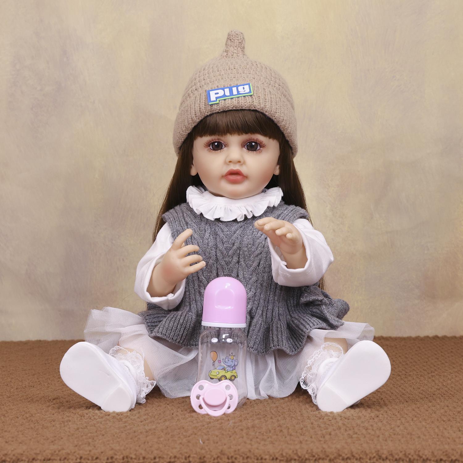 

KEIUMI модные куклы Reborn принцессы, полностью силиконовые виниловые 55 см, реалистичные куклы для новорожденных bebe Reborn, игрушки для купания детей, модель товарищей по играм 22 inch about 55 cm коричневый