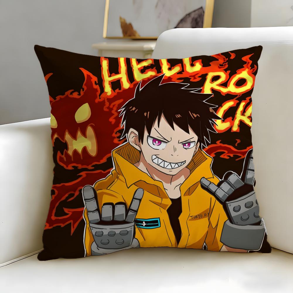 popular anime Fire Force Cushion Cover Soft  EasyWash Pillow Case  Versatile for Couch Bed Travel and Office