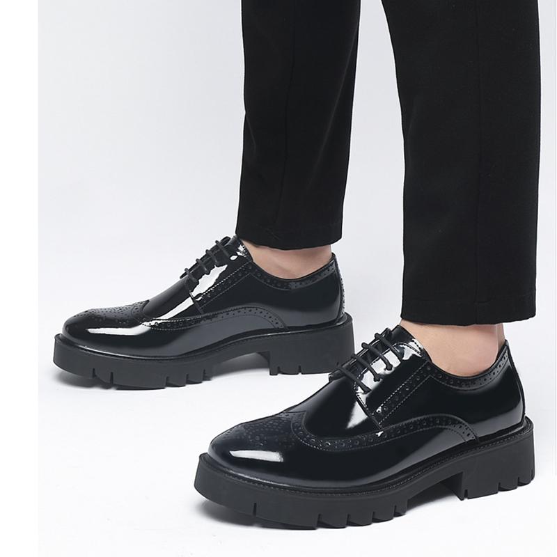 Módní pánské boty zvyšující výšku o 8/10 cm, černé, z vysoce kvalitní kůže, ležérní boty, formální oblek do kanceláře, pánské business boty, svatební boty