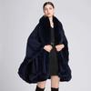 Cape en Fourrure Femme Vêtements d'Hiver Ponchos Épais et Chauds Châle Shawl Manteau Cardigan Longs Amples Manteaux