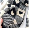 Love double-sided knitted scarf women's winter high-end checkerboard scarf, Korean version of versatile thickened warm scarf
