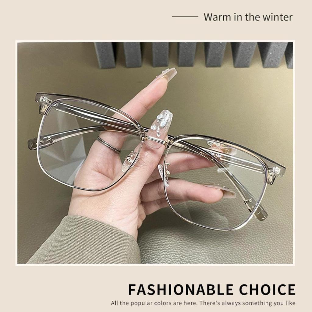 Vintage Semi-rimless Women Glasses High Definition Blue Light Blocking Eyeglasses Anti-fatigue Silicone Nose Pads Spectacles