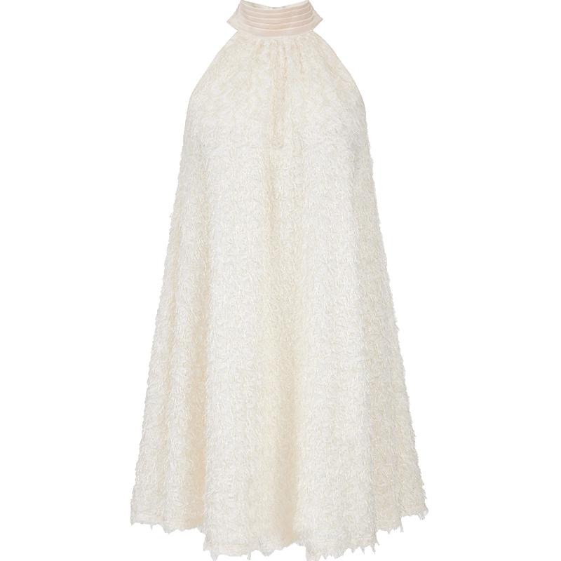 

VEROMODA 2025 Summer Feather Yarn Texture Satin Tie-Waist A-Line Dress L