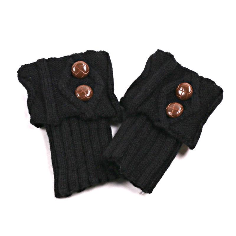 

Korean Style Button Sock Boots: Fold-over Wool Knit Warmers One Size чёрный