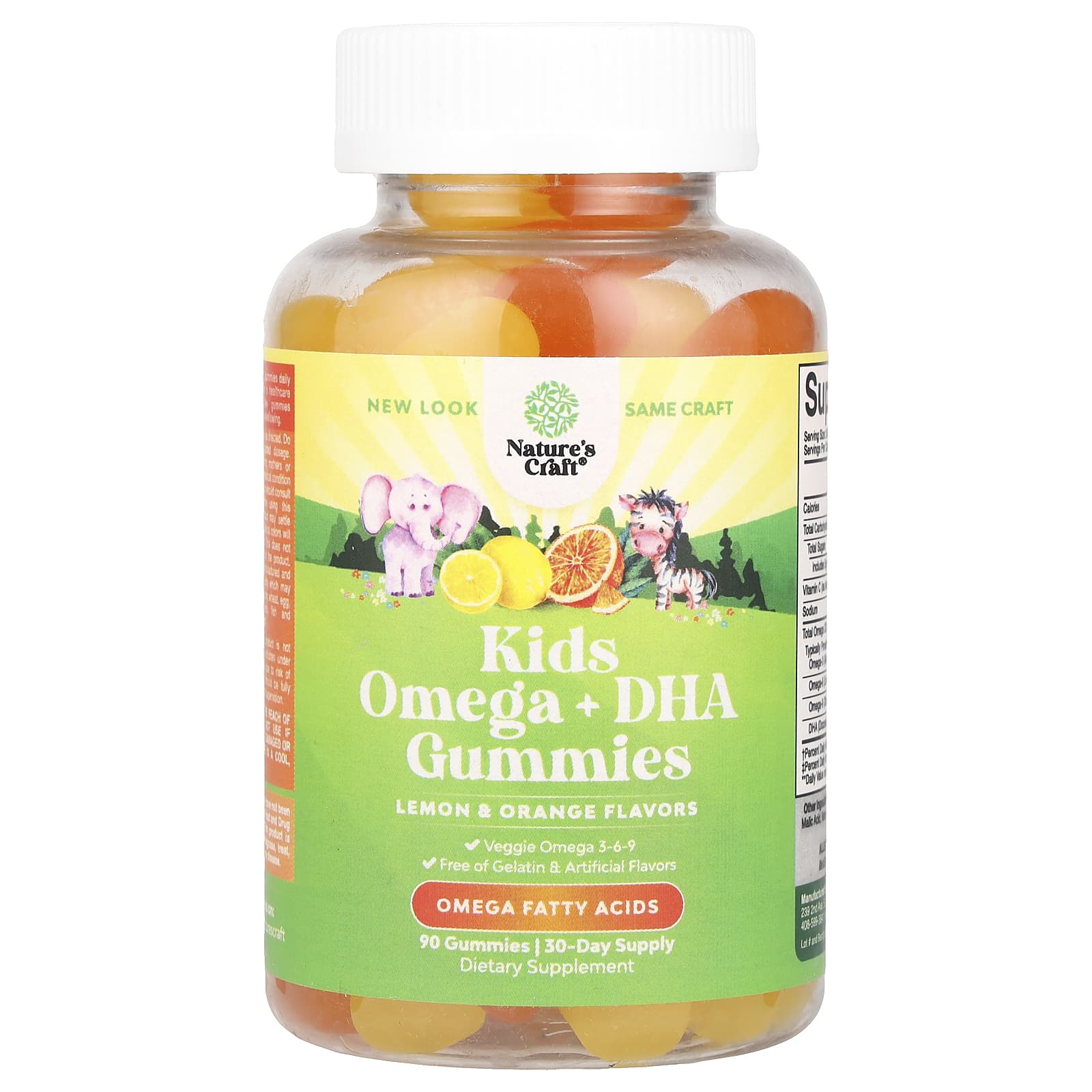 

Nature S Craft, Omega + Dha Gummies for Kids, Lemon & Orange, 90 Gummies