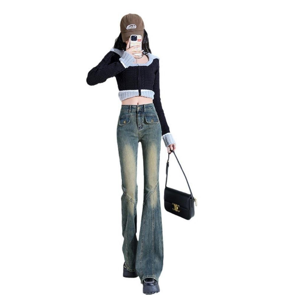 American personalized high street micro-speaker jeans women's autumn 2025 new design niche jeans