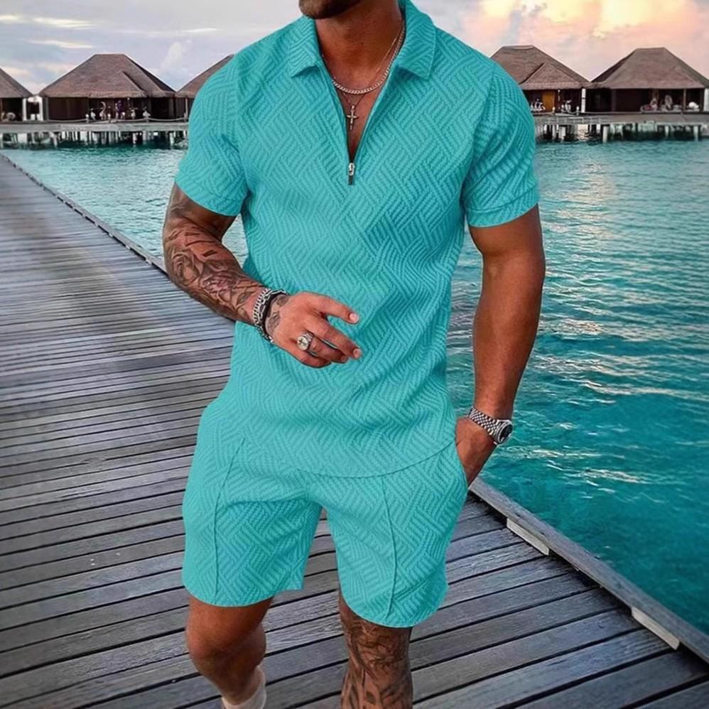 

Летняя мужская рубашка-поло с принтом, комплект с лацканами и коротким рукавом, модная дышащая повседневная мужская футболка XXXL aero синий