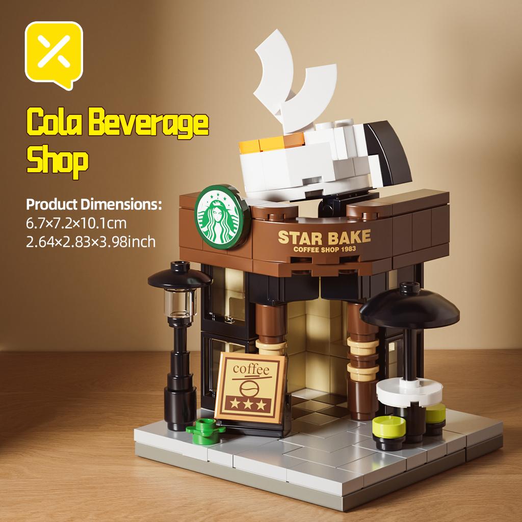 DIY Store Building Blocks Model Fast Food Restaurant Coffee Shop Puzzle Assembled Children's Educational Toys Birthday Gifts