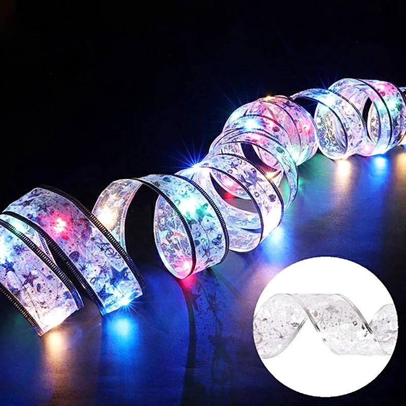 

Светодиодные ленты, рождественские украшения, елочные украшения, кружевные банты, гирлянды, украшения для дома Navidad, Новый год colored light-1m серебряный