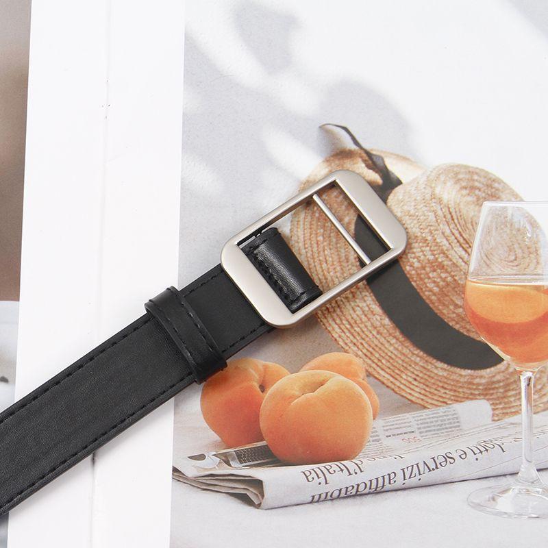 Black Classic Pu Belt With Rectangular Design Ideal For Fashionable Jeans And Outfits Casual
