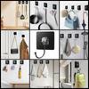 20/1pcs Black Traceless Hooks Multifunctional Wall Strong Adhesive Hook Door KeyChain Clothes Hook Bathroom Kitchen Accessories
