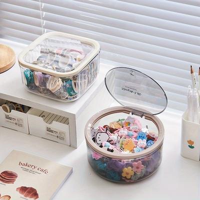 Boîte de Rangement pour Accessoires Cheveux, Couvercle Élastique à Pression, Serre-tête, Boîte d'Organisation pour Élastiques, Pince à Cheveux, Anneau à Cheveux, Boîte à Bijoux