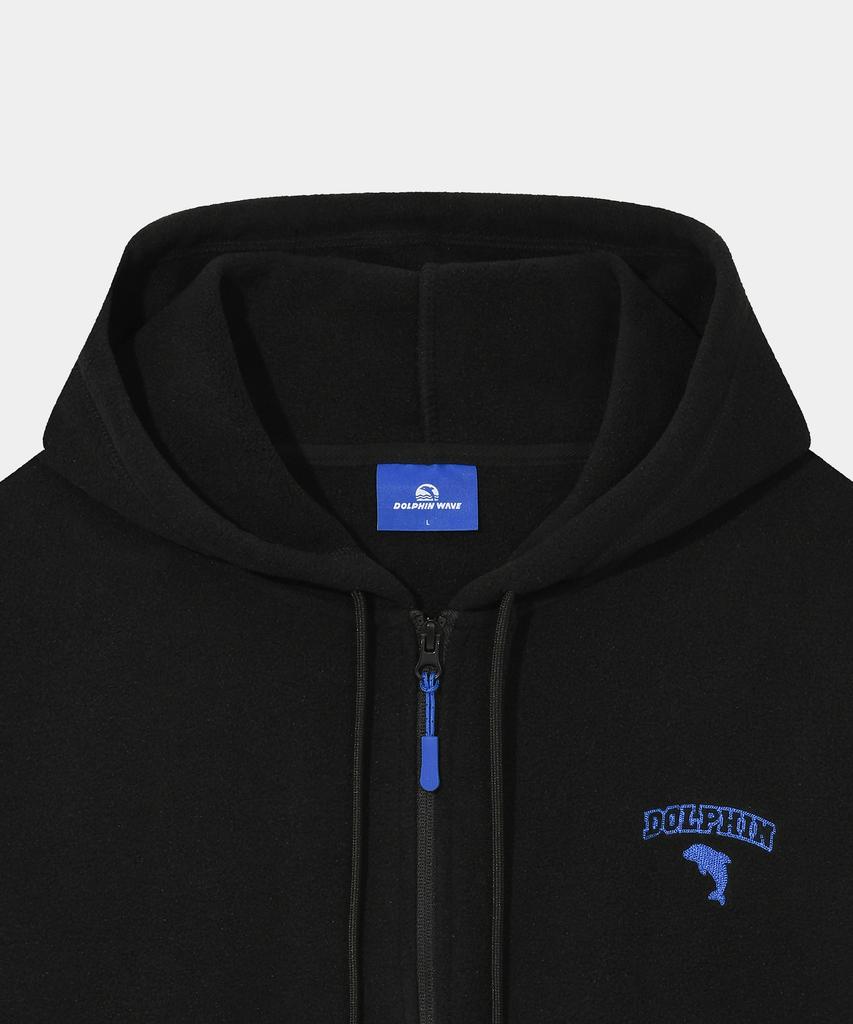 Dolphin Wave Apparel [Set] Dolphin Chain Embroidery Fleece Zip-Up Hoodie & String Pants Black