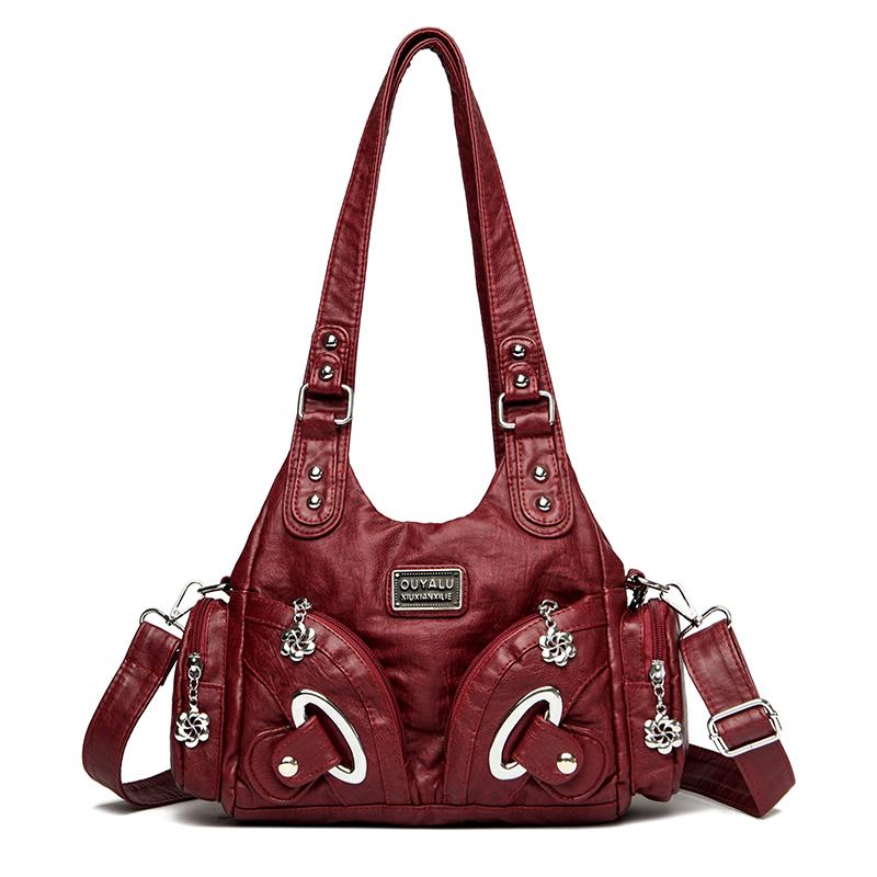 Vintage Nieten-Dekor Damen Leder Handtasche Retro Motorrad Stil Umhängetasche Modische Umhängetasche für Arbeit Wochenendausflüge und Damen Urlaubsgeschenke