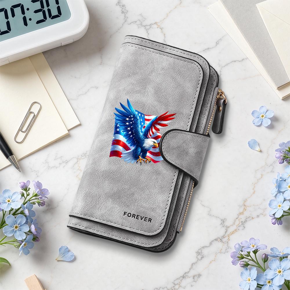 Patriotic Eagle Print Forever Wallet Long Stylish Functional Purse for Daily Use