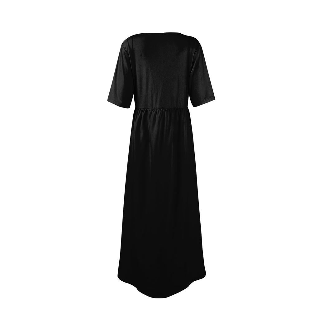 Women's Fashion Casual Short Sleeve Round Neck Splicing Elegant Temperament Dress