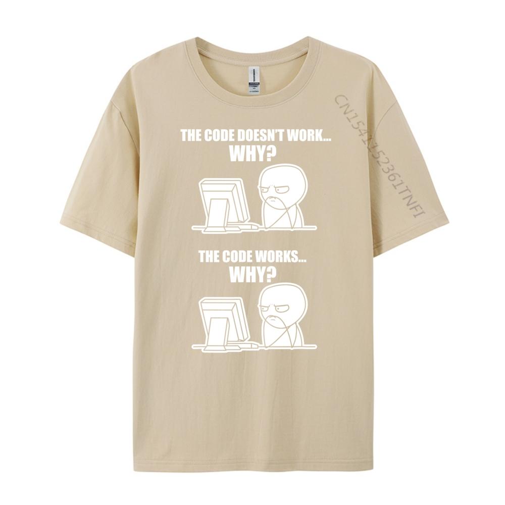 Rolig Programmerare Kod Fungerar Varför Meme Rosa Grafiska T-shirts Herrkläder Lyxig Designer Kortärmad T-shirt för Män Klassisk