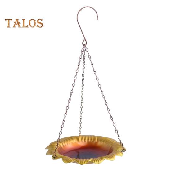 

Подвесной поднос для кормушки для диких птиц, металлический поднос для кормления семян в форме цветка, украшение для сада на открытом воздухе, для заднего двора, лужайки, патио жёлтый