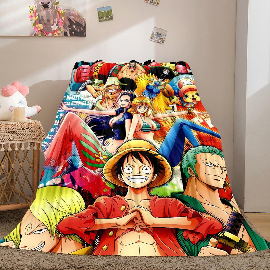 Anime Luffy Print Blanket Warm Comfortable Flannel Cover For Bedrooms, Sofas, Beds, Chairs LXR143