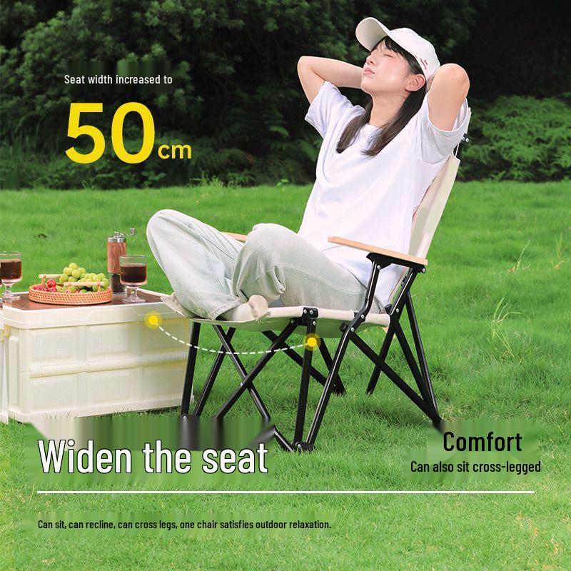 High-Back Folding Camping Chair - Carbon Steel, No-Installation Needed, Dual-Use for Indoor & Outdoor.
