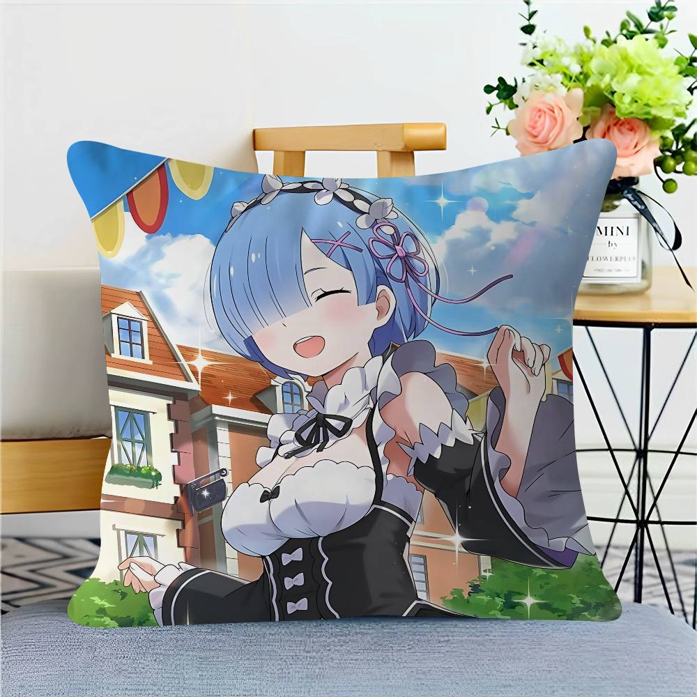 Re Zero R-Rem Pillow Gift Home Office Decoration Bedroom Sofa Car Cushion Cover Case 45x45