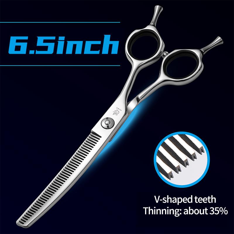 Fenice 7.0/7.5 inch Professional Dog Grooming Shears Curved Thinning Scissors for Dog Face Body Cutiing JP 440C High Quality