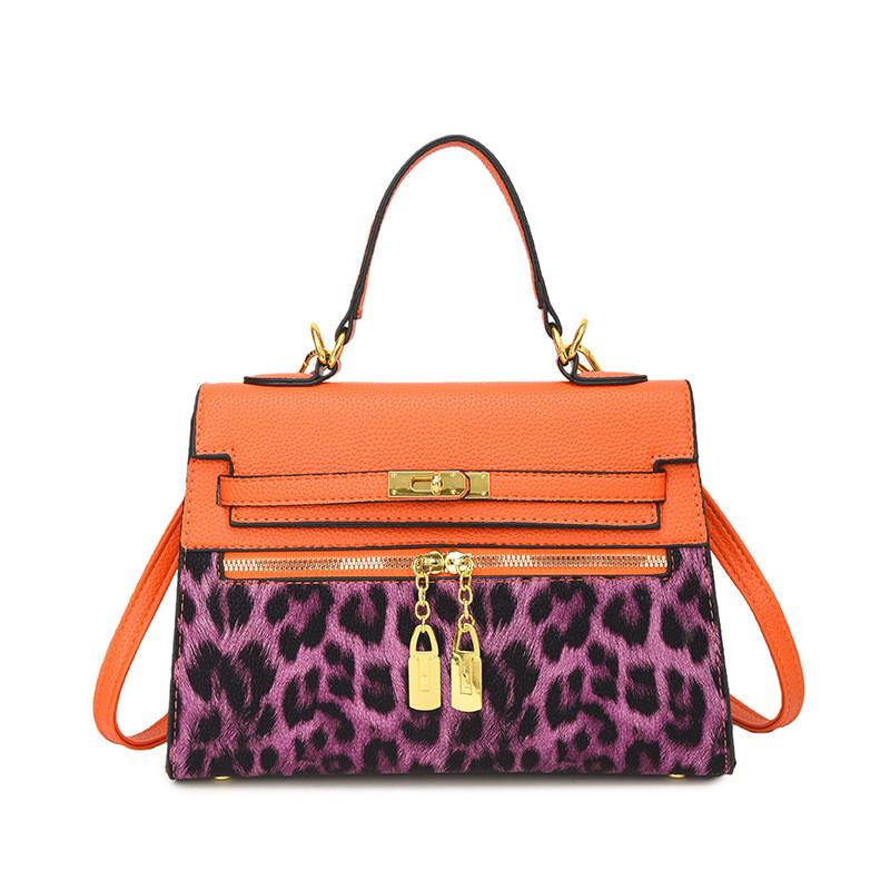Pu Leopard Print Small Crossbody Bag For Women With Lock Closure And Interior Pockets