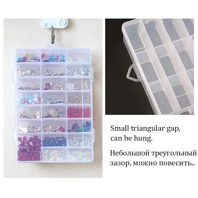 Transparent Plastic Storage Jewelry Box Compartment Adjustable Container For Beads Earring Box For Jewelry Rectangle Box Case