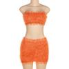 2 Piece Set  Skirt and Off Shoulder Bodysuit Top Orange Sexy Club Outfits Bodycon Dresses for Women Skirts Suits